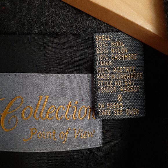 Vintage Nordstrom Point of View Wool Cashmere 2-Button Blazer Gray Size 8 - Picture 3 of 12